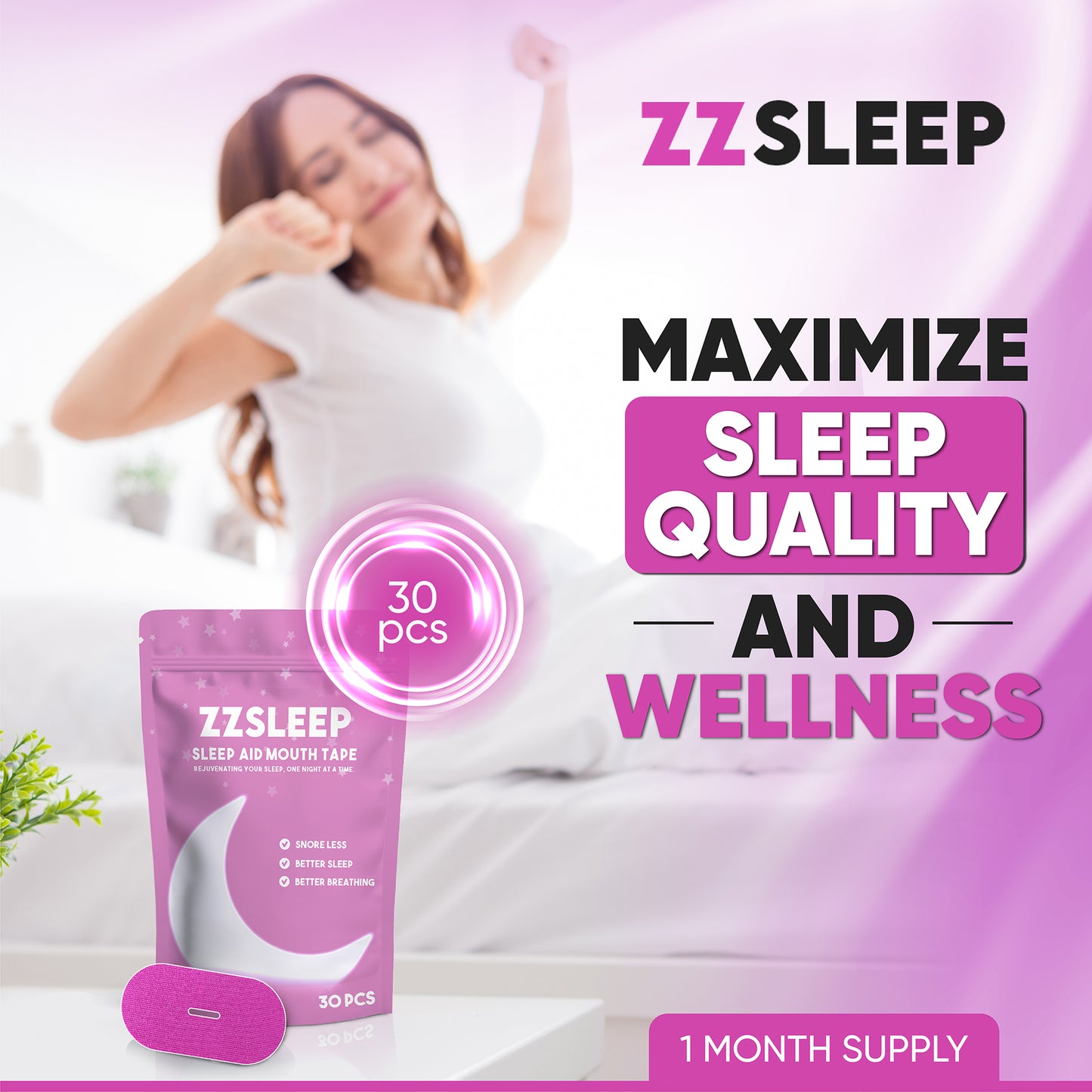 Pink ZZSLEEPTAPE - Breathable Mouth Tape for Rest & Recovery