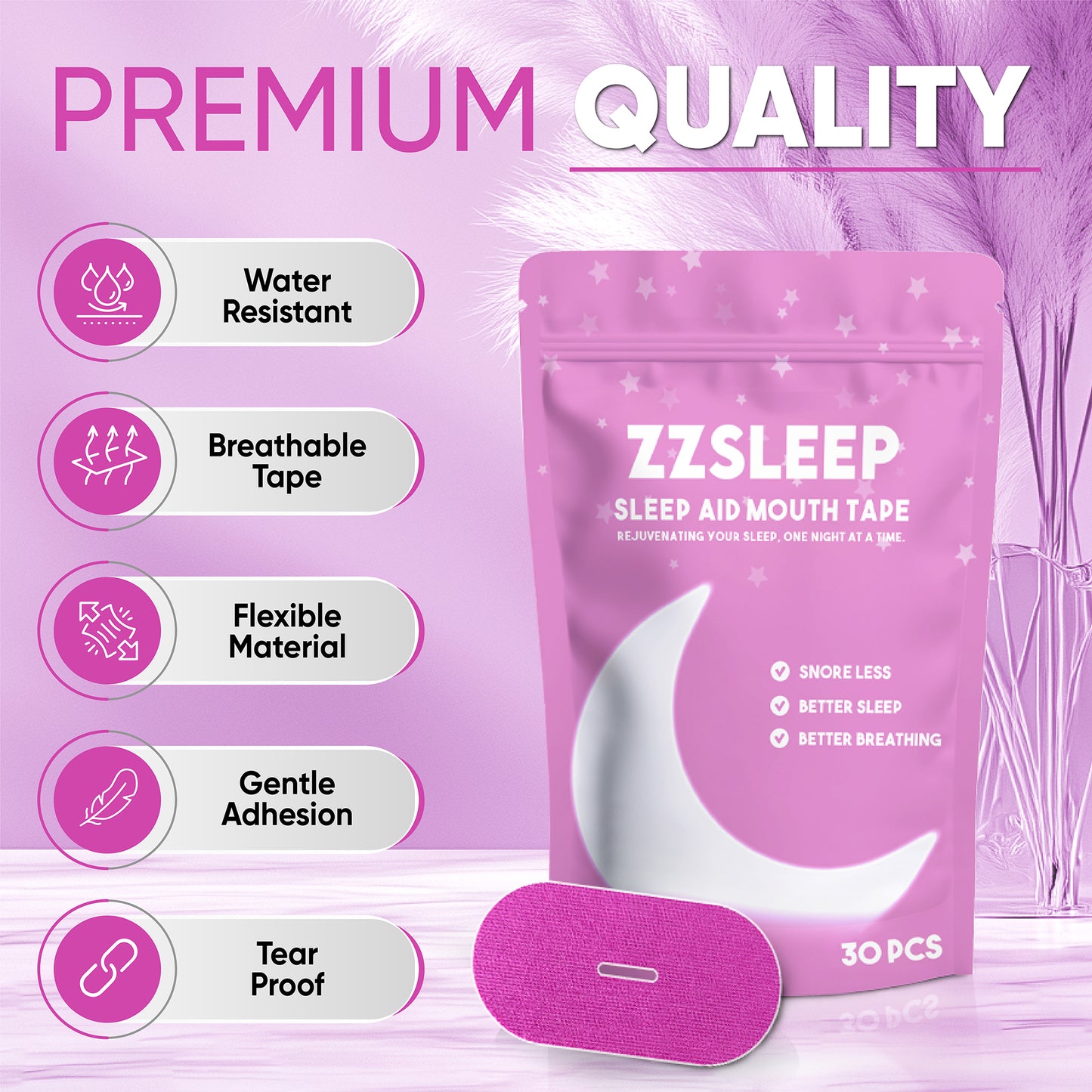 Pink ZZSLEEPTAPE - Breathable Mouth Tape for Rest & Recovery