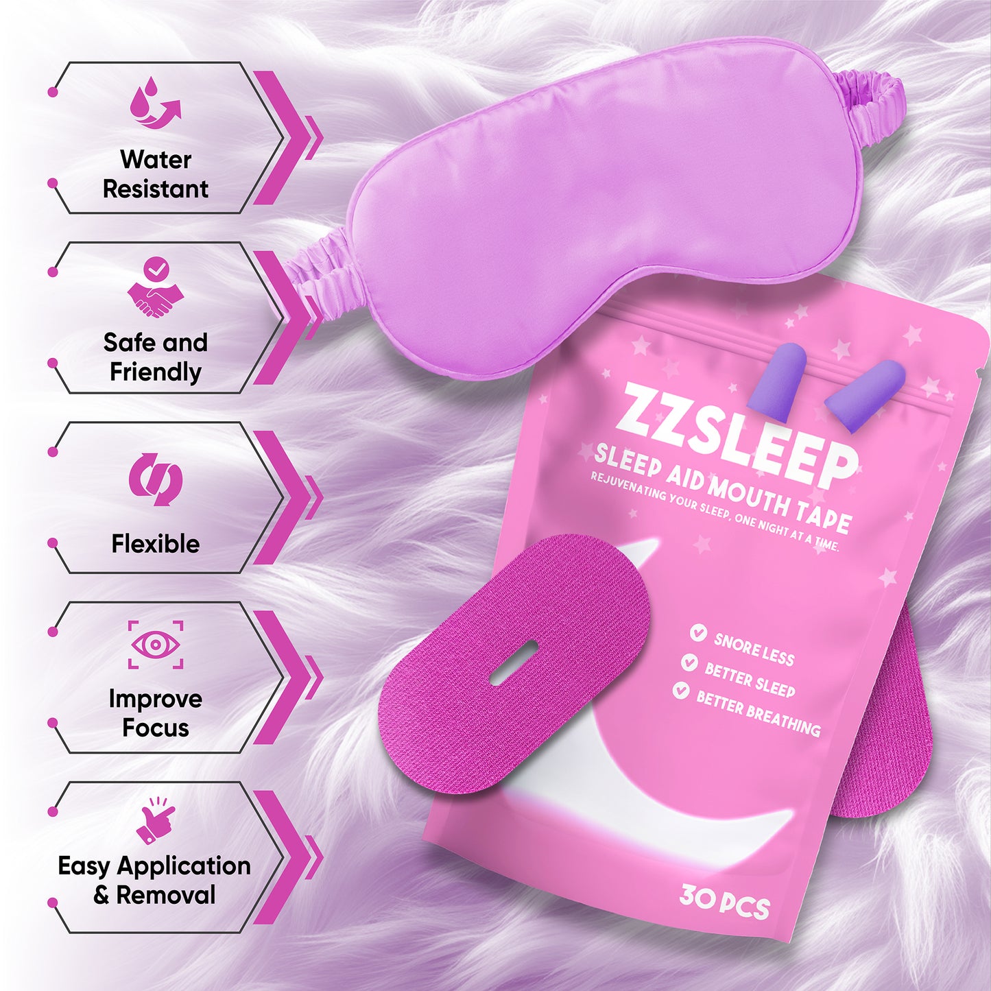 Pink ZZSLEEPTAPE - Breathable Mouth Tape for Rest & Recovery