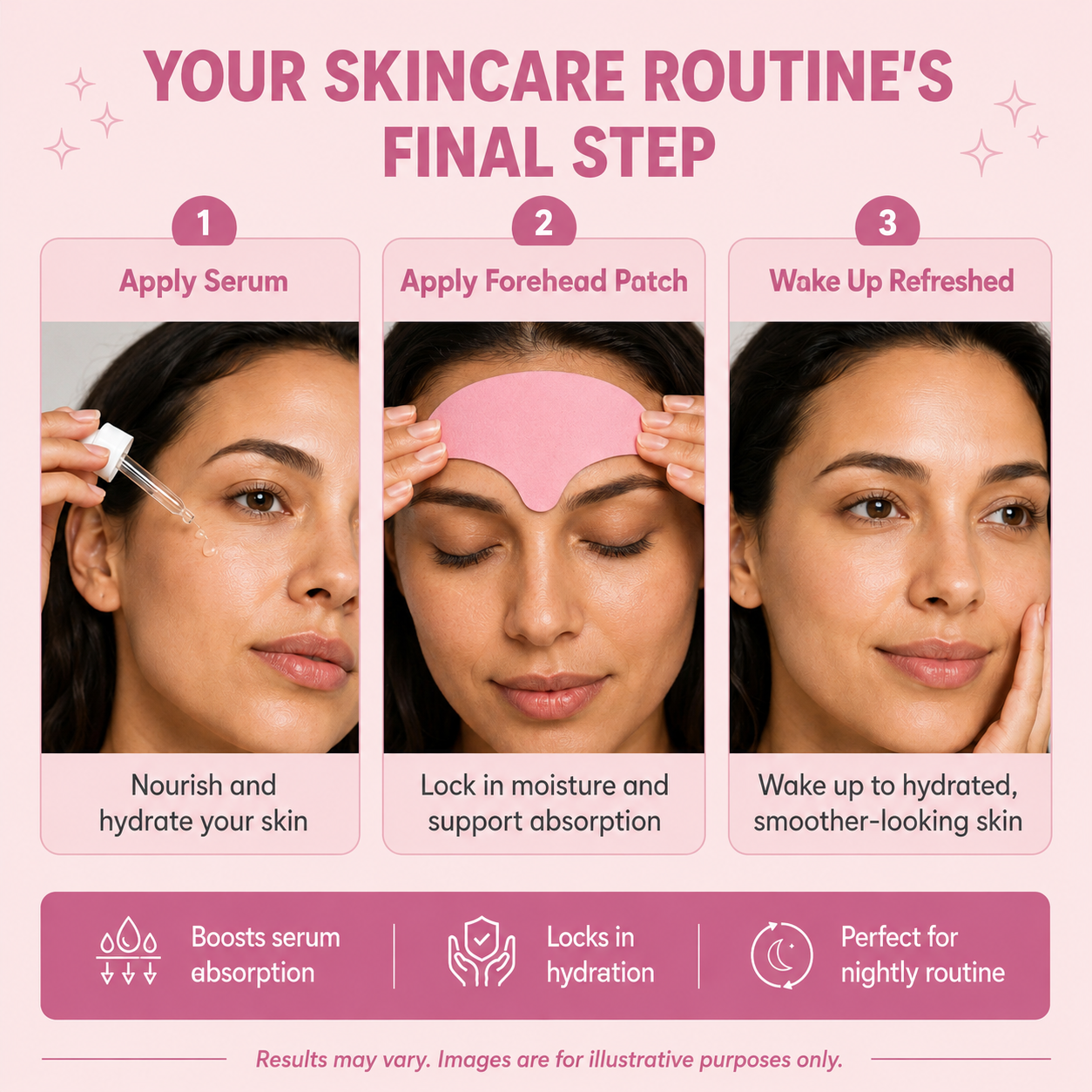 ZZSLEEP Forehead Relax Patches | Overnight Forehead Tape for Smoother-Looking Skin (30 Pairs)
