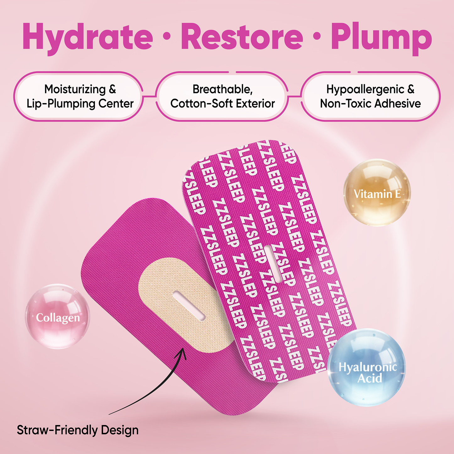 ZZSLEEP Restore Hydrating Mouth Tape – Collagen + Hyalaraunic Acid + Vitamin E Infused