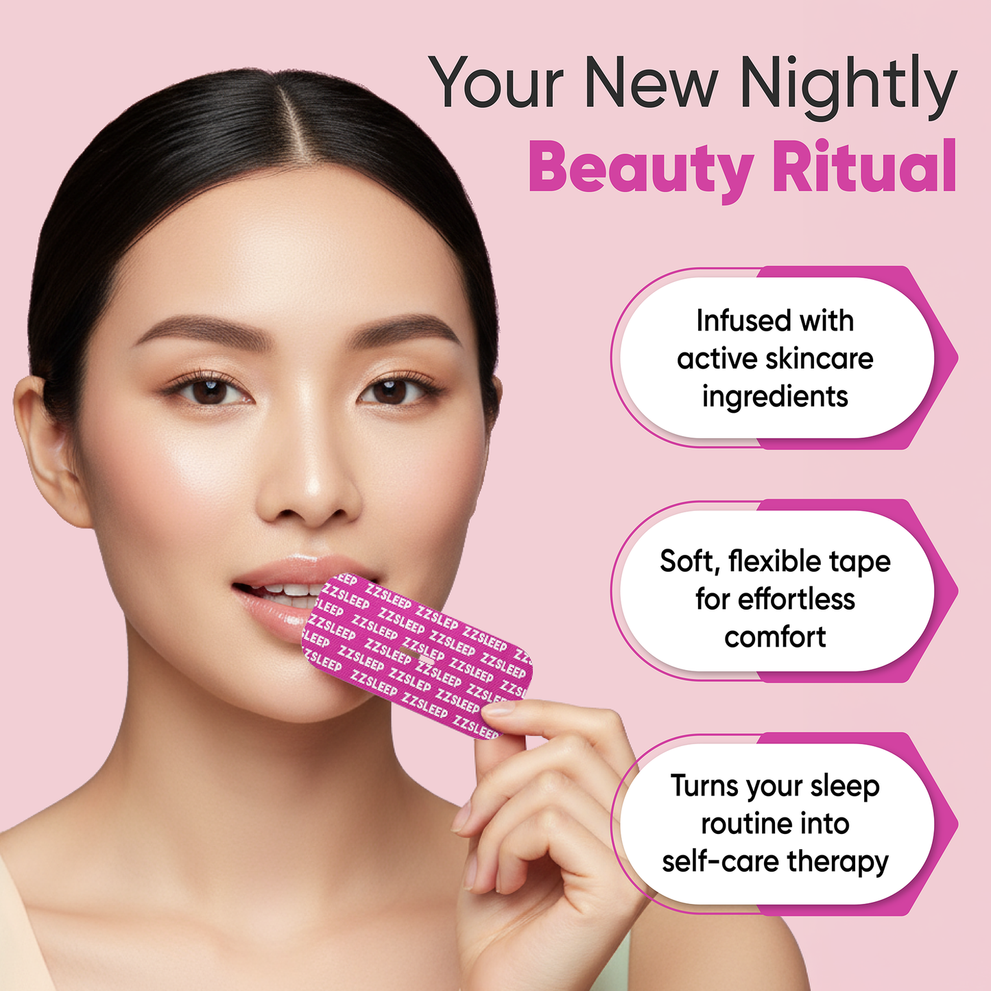 ZZSLEEP Restore Hydrating Mouth Tape – Collagen + Hyalaraunic Acid + Vitamin E Infused