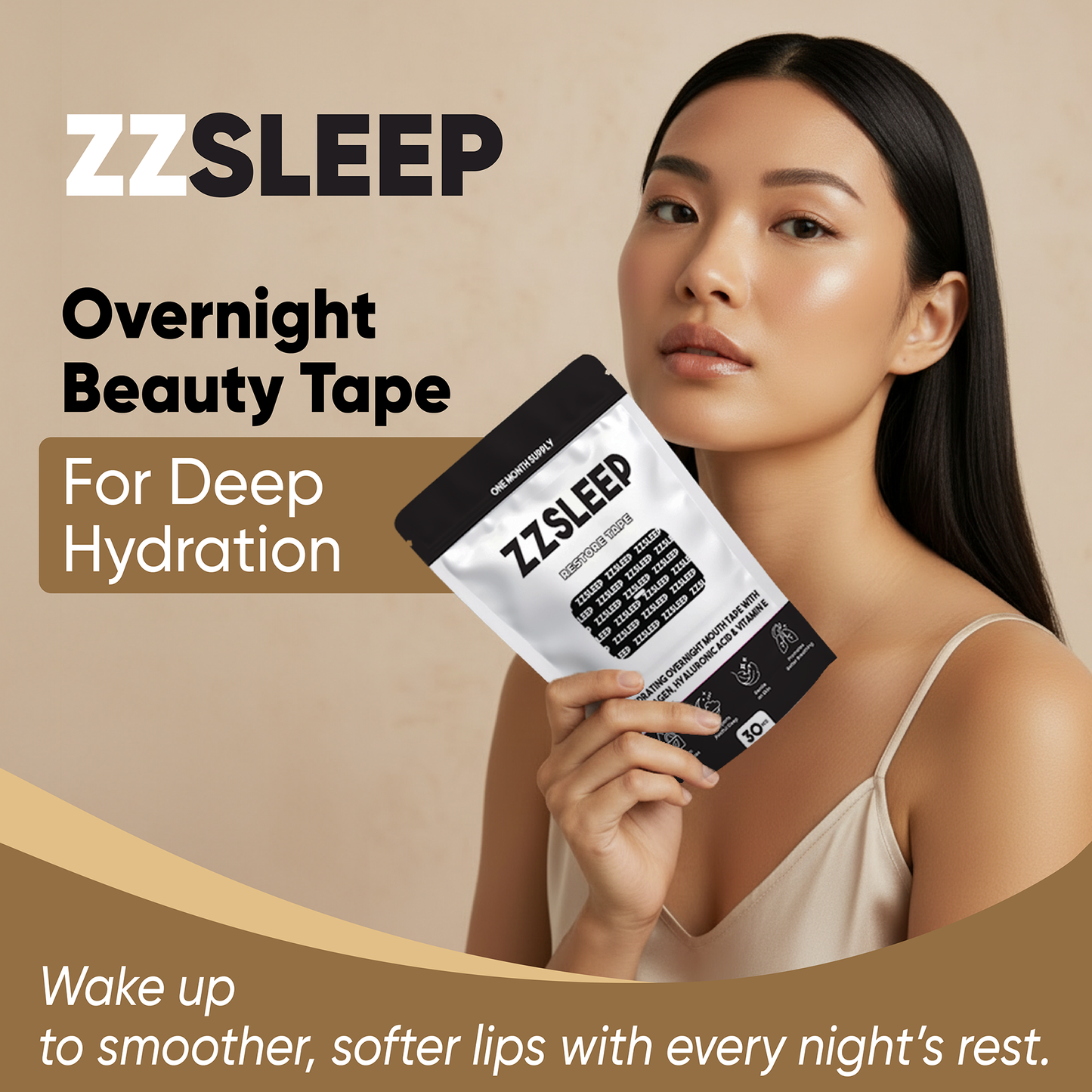 ZZSLEEP Restore Hydrating Mouth Tape – Collagen + Hyalaraunic Acid + Vitamin E Infused
