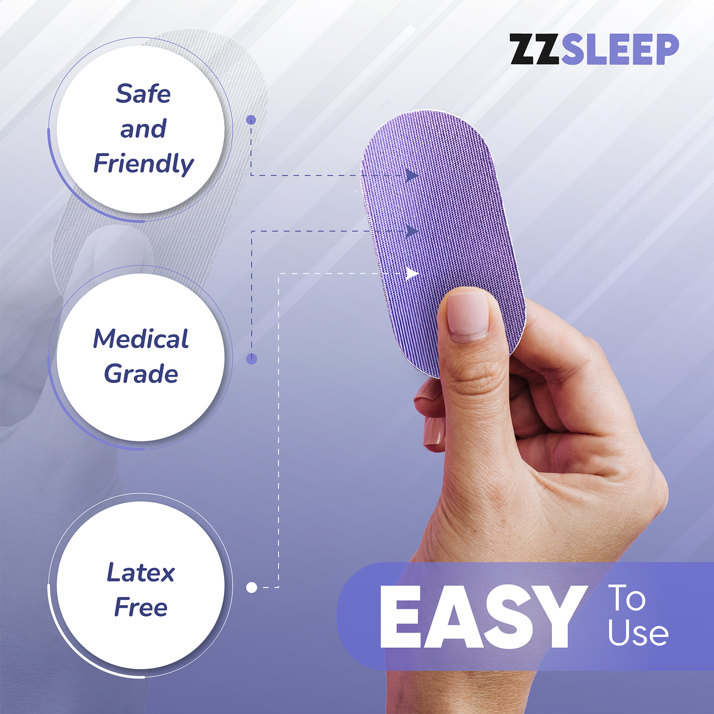 ZZSLEEPTAPE - Purple Breathable Tape with Lavender Scent, Gentle Adhesion, Pain-Free Removal, Hypoallergenic & Skin-Friendly, Athletic, Sports Premium Silk Tape